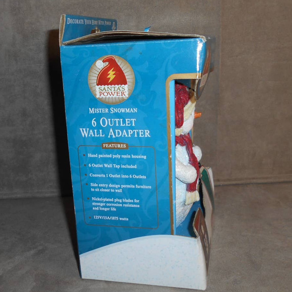 Santa's Power Mister Mr. Snowman Decorative 6 Outlet Wall Adapter NIB - Picture 5 of 9